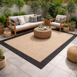 Tappeto Double Face da interno e da esterno in polipropilene Marrone e Nero