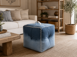 Pouf Lipari con maniglia blu