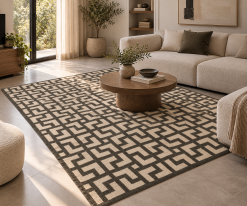 Tappeto da interno e da esterno in polipropilene Grigio con disegni geometrici