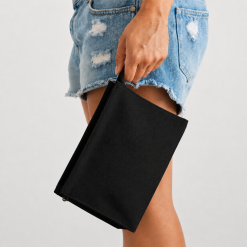 Pochette in juta nera con chiusura zip BOR208NER